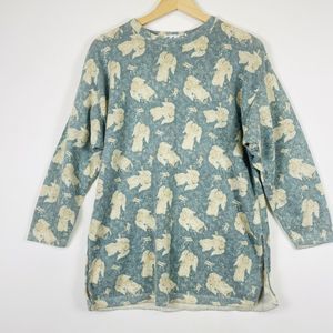 Gabriella T Vintage Blue Christmas Angels Wool Angora Knit Sweater Womens Small‎